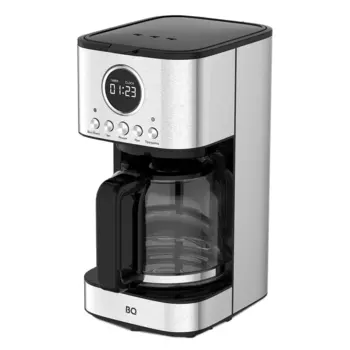 Кофеварка капельная BQ CM1007, 900 Вт, кофе молотый, 1.5 л, дисплей, черный/серебристый