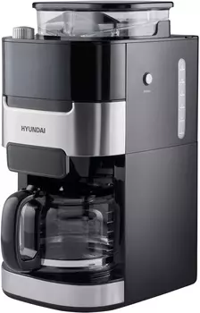 Кофеварка капельная Hyundai HYD-1216, 1.05 кВт, кофе молотый / зерновой, 1.5 л/1.5 л, дисплей, серебристый,черный (HYD-1216)