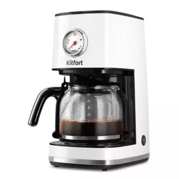 Кофеварка капельная Kitfort КТ-7216, 900 Вт, кофе молотый, 1.5 л/1.5 л, белый/черный (КТ-7216)