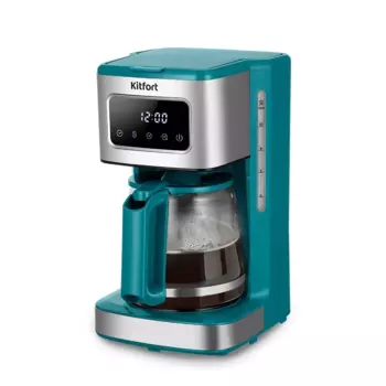 Кофеварка капельная Kitfort КТ-7251, 1 кВт, кофе молотый, 1.8 л/1.8 л, дисплей, бирюзовый (КТ-7251)