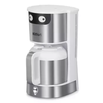 Кофеварка капельная Kitfort КТ-7326, 800 Вт, кофе молотый, 1.2 л/1.2 л, серебристый (КТ-7326)