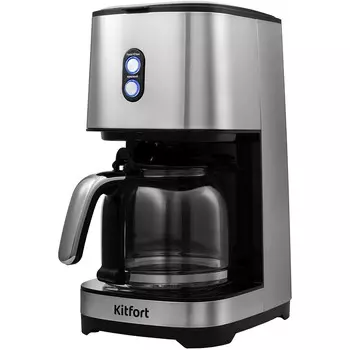 Кофеварка капельная Kitfort КТ-750, молотый, 1.5л/1.5л, серебристый/черный, 900Вт