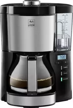 Кофеварка капельная Melitta Look V Therm Timer Black Filter, 1 кВт, кофе молотый, 1.25 л/1.25 л, черный/нержавеющая сталь (1025-18)