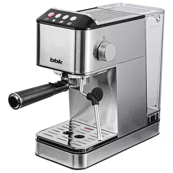 Кофеварка рожковая BBK BCM1501, 1.2 кВт, кофе молотый, 1.8 л, ручной капучинатор, нержавеющая сталь (BCM1501)