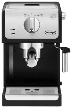 Кофеварка рожковая De'Longhi ECP33.21.W, молотый / чалды, 1.1л, ручной капучинатор, черный/серебристый, 1100Вт (ECP33.21.W)