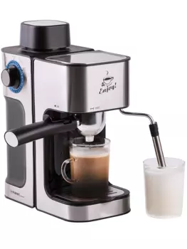 Кофеварка рожковая First FA-5475-2 Black-Bruched, молотый, 600мл/-, ручной капучинатор, шампань, 800Вт