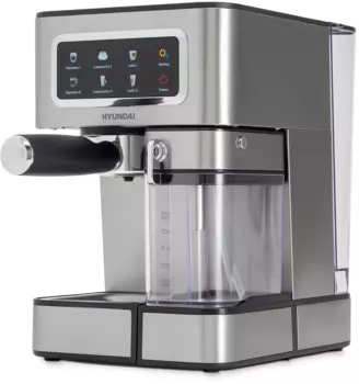 Кофеварка рожковая Hyundai HEM-5306, 1.35 кВт, кофе капсульный / молотый, 1.8 л, автоматический капучинатор, дисплей, серебристый (HEM-5306)