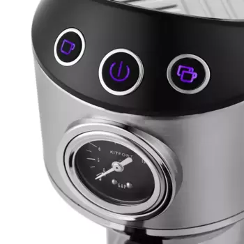 Кофеварка рожковая Kitfort КТ-7106, 1.45 кВт, кофе молотый, 1 л, ручной капучинатор, черный/серебристый (КТ-7106)