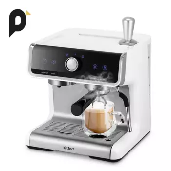 Кофеварка рожковая Kitfort КТ-7170, 2.9 кВт, кофе капсульный / молотый, 2.8 л, ручной капучинатор, дисплей, серебристый/черный (КТ-7170)