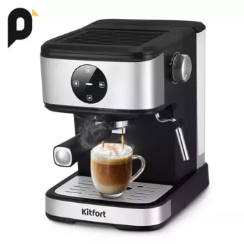 Кофеварка рожковая Kitfort КТ-7224, 1.1 кВт, кофе молотый, 1.5 л, ручной капучинатор, черный/серебристый (КТ-7224)