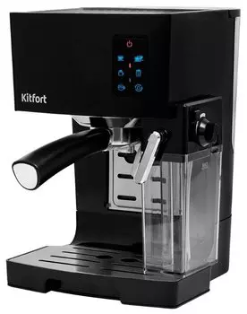 Кофеварка рожковая Kitfort KT-743, молотый, 1.4л, автоматический капучинатор, черный, 1400Вт