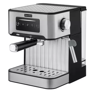 Кофеварка рожковая Rondell RDE-1106, 850 Вт, 1.6 л, капучинатор, дисплей, серебристый (RDE-1106)