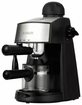 Кофеварка рожковая Scarlett SC-CM33004, молотый, 240мл/240мл, ручной капучинатор, черный/серебристый, 800Вт