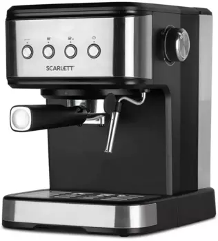 Кофеварка рожковая Scarlett SC-CM33022, 1.1 кВт, кофе молотый, 1.5 л, ручной капучинатор, серебристый/черный (SC-CM33022)