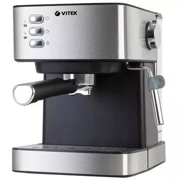 Кофеварка рожковая VITEK VT-1504, 850 Вт, кофе молотый, 1.6 л, капучинатор, серебристый (VT-1504)