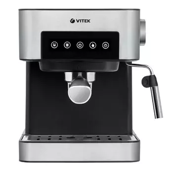 Кофеварка рожковая VITEK VT-1508, 850 Вт, кофе молотый, 1.6 л, ручной капучинатор, черный/серебристый (VT-1508)
