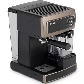 Кофеварка рожковая VITEK VT-1517 BN, 1.24 кВт, кофе молотый, 1.65 л, капучинатор, коричневый (VT-1517BN)