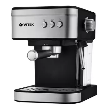 Кофеварка рожковая VITEK VT-8468, 1 кВт, кофе молотый, 1.2 л, капучинатор, черный/серебристый (VT-8468)