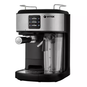 Кофеварка рожковая VITEK VT-8489, 1.25 кВт, кофе молотый, 1.5 л, автоматический капучинатор, черный/серебристый (VT-8489)