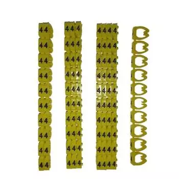 Кольцо маркировочное Netko, "4", пластик, желтый, 100 шт. (l-wm-4)