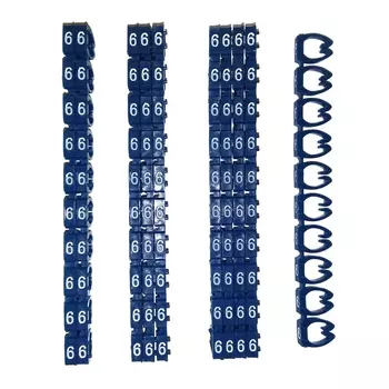 Кольцо маркировочное Netko, "6", пластик, синий, 100 шт. (l-wm-6)