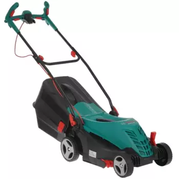 Колесная газонокосилка BOSCH Rotak 370 ER, электрическая, 1400Вт, ширина скашивания 37 см, высота скашивания 20мм-70мм, объем травосборника 40л., 12 кг (06008A6204)