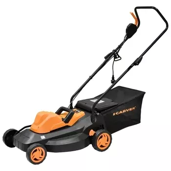 Колесная газонокосилка Carver LME-1640, электрическая, 1600Вт, ширина скашивания 32см, высота скашивания 27мм-62мм, 96 дБ, объем травосборника 30 л, 9.5кг (01.024.00013)