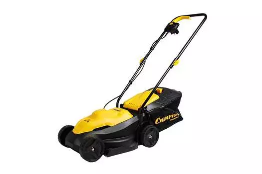Колесная газонокосилка Champion EM3411, электрическая, 1Вт, ширина скашивания 32см, высота скашивания 25мм-65мм, 96 дБ, объем травосборника 30л., 6.4кг, Небольшой вес