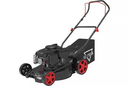 Колесная газонокосилка ELITECH К4500L E1601.006.00, бензиновая, 2.94 кВт, 4 л.с., ширина скашивания 43 см, высота скашивания 2.5 см-6.5 см, объем травосборника 50л., 30 кг (201504)