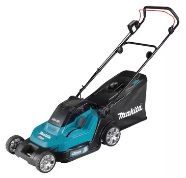 Колесная газонокосилка Makita DLM432Z, электрическая, да, Li-Ion, 2х18В, ширина скашивания 43см, высота скашивания 20мм-75мм, 92 дБ, объем травосборника 50л., 14.9кг, без акб и зу