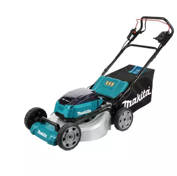 Колесная газонокосилка Makita DLM532Z, электрическая, 1600Вт, да, Li-Ion, 2х18В, ширина скашивания 53см, высота скашивания 20мм-100мм, 90 дБ, объем травосборника 70л., 42.8кг, без акб и зу