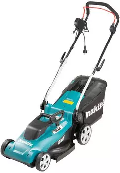 Колесная газонокосилка Makita ELM3720, электрическая, 1300Вт, ширина скашивания 37см, высота скашивания 20мм-55мм, объем травосборника, 11.6кг
