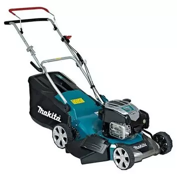 Колесная газонокосилка Makita PLM4630N2, бензиновая, 3.3 л.с., ширина скашивания 46см, высота скашивания 25мм-70мм, объем травосборника 60 л, 30кг