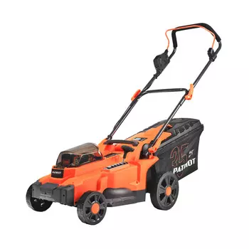 Колесная газонокосилка PATRIOT CM 440, бесщеточный, аккумуляторная, Li-Ion, 21 В, ширина скашивания 37 см, высота скашивания 2.5 см-7.5 см, 96 дБА, объем травосборника 35л., 13.4 кг, без акб и зу (250205210)