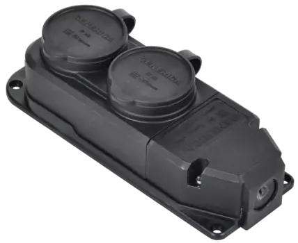 Колодка удлинителя Generica 2-розетки, 16А, б/з, защитные крышки, черный (ERK20-016-02-44-K02-G)