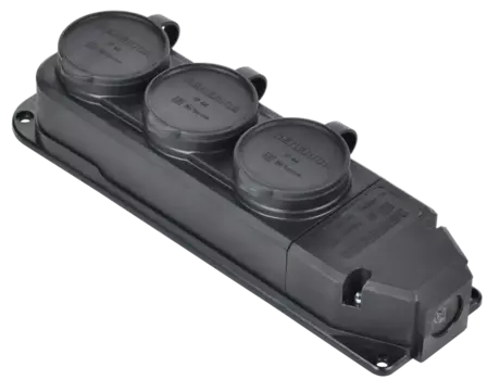 Колодка удлинителя Generica 3-розетки, 16А, б/з, защитные крышки, черный (ERK20-016-03-44-K02-G)