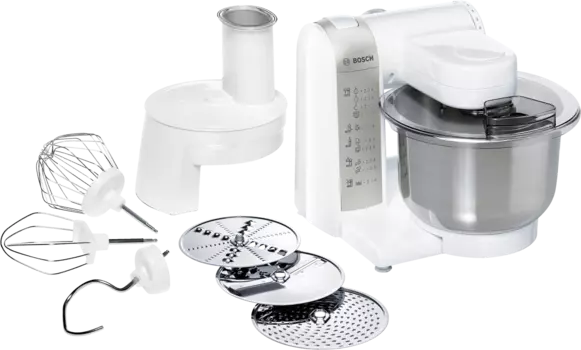 Комбайн Bosch MUM4 MUM48W1, 600Вт, миксер, мультирезка, терка, белый (MUM48W1)