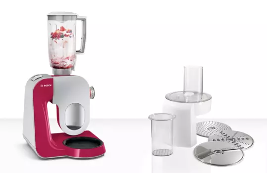 Комбайн Bosch MUM58420, 1000Вт, миксер, блендер, терка, рубиновый/серебристый (MUM58420)