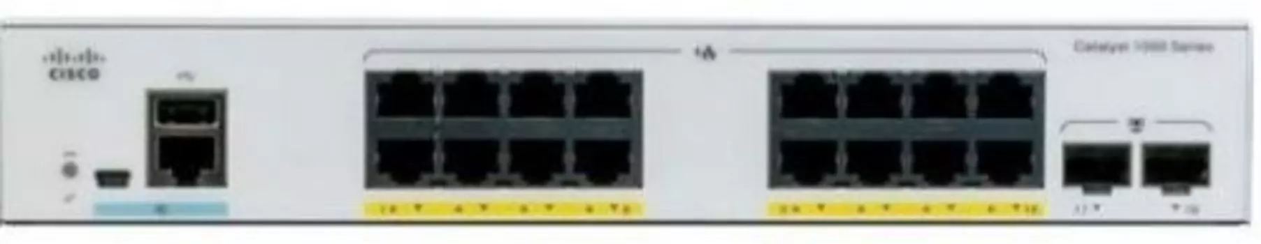 Коммутатор Cisco C1000-16P-2G-L, управляемый, кол-во портов: 16x1 Гбит/с, кол-во SFP/uplink: SFP 2x1 Гбит/с, установка в стойку, PoE: 16x30Вт (макс. 120Вт) (C1000-16P-2G-L)