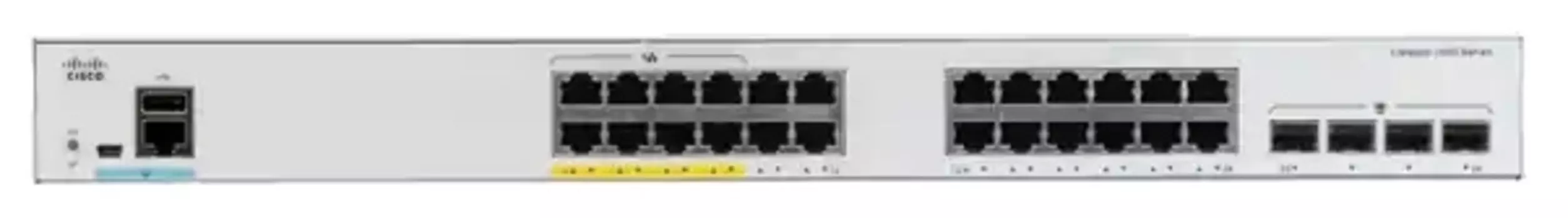 Коммутатор Cisco Catalyst C1000, управляемый, кол-во портов: 24x1 Гбит/с, кол-во SFP/uplink: SFP 4x1 Гбит/с, установка в стойку (C1000-24T-4G-L)
