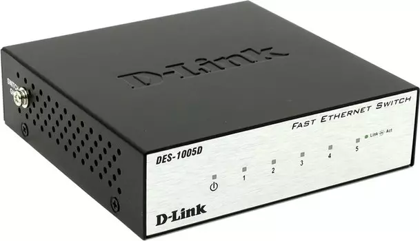 Коммутатор D-link DES-1005D, кол-во портов: 5x100 Мбит/с (DES-1005D/O2B)