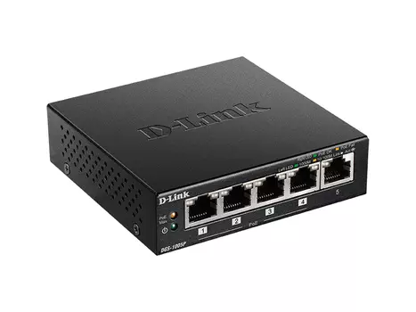 Коммутатор D-Link DGS-1005P, кол-во портов: 5x1 Гбит/с, PoE: 4x30 Вт (макс. 60 Вт) (DGS-1005P/B3A)