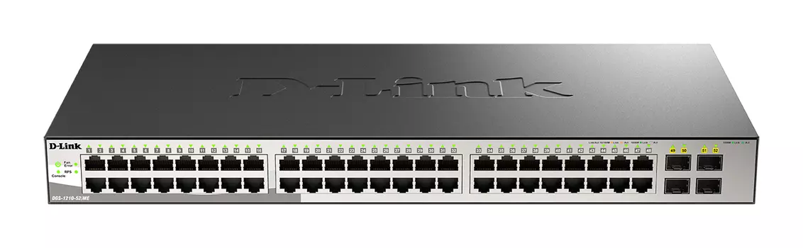 Коммутатор D-Link DGS-1210-52/ME, управляемый, кол-во портов: 48x1 Гбит/с, кол-во SFP/uplink: SFP 4x1 Гбит/с, установка в стойку (DGS-1210-52/ME/B2A)