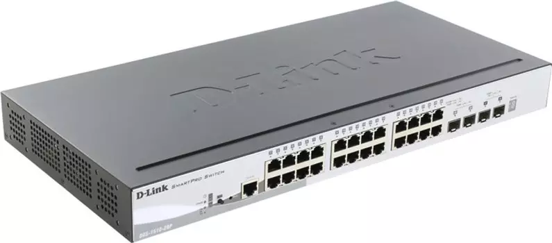 Коммутатор D-link DGS-1510-28P, управляемый, кол-во портов: 24x1 Гбит/с, SFP 2x1 Гбит/с, кол-во SFP/uplink: SFP+ 2x10 Гбит/с, установка в стойку, PoE: 24x30Вт (макс. 193Вт) (DGS-1510-28P/A1A)