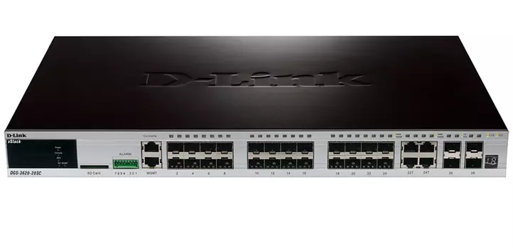 Коммутатор D-Link DGS-3620-28SC, 24-ports SFP+, 4-combo ports 10/100/1000Base-T/SFP