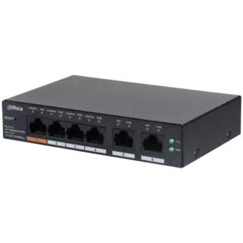 Коммутатор Dahua CS4006-4ET-60, управляемый, кол-во портов: 4x100 Мбит/с, кол-во SFP/uplink: RJ-45 2x1 Гбит/с, PoE: 4x60 Вт (макс. 60 Вт) (DH-CS4006-4ET-60)