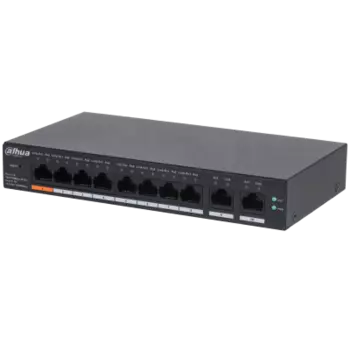 Коммутатор Dahua CS4010-8ET-60, управляемый, кол-во портов: 8x100 Мбит/с, кол-во SFP/uplink: RJ-45 2x1 Гбит/с, установка в стойку, PoE: 8x60 Вт (макс. 60 Вт) (DH-CS4010-8ET-60)