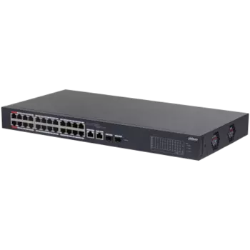 Коммутатор Dahua CS4226-24ET-240, управляемый, кол-во портов: 24x100 Мбит/с, кол-во SFP/uplink: combo RJ-45/SFP 4x1 Гбит/с, установка в стойку, PoE: 24x90 Вт (макс. 240 Вт) (DH-CS4226-24ET-240)
