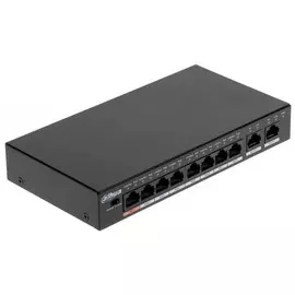 Коммутатор DAHUA DH-PFS3010-8ET-96, кол-во портов: 8x100 Мбит/с, кол-во SFP/uplink: RJ-45 2x1 Гбит/с, PoE:8x60Вт (макс. 96Вт) (DH-PFS3010-8ET-96)