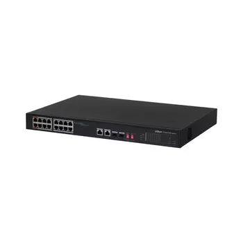 Коммутатор Dahua DH-PFS3218-16ET-135, кол-во портов: 16x100 Мбит/с, SFP 2x1, кол-во SFP/uplink: RJ-45 2x1 Гбит/с, установка в стойку, PoE: 16x60 Вт (макс. 135 Вт) (DH-PFS3218-16ET-135)